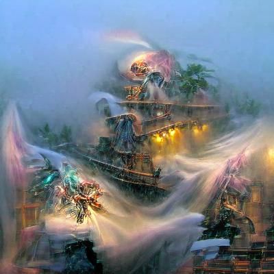 Skeleton Pirate Battle in Storm, Ethereal Fantasy