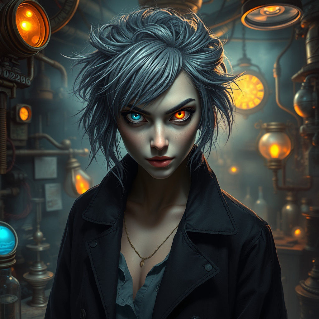 Eerie Mad Scientist in a Mystical Laboratory