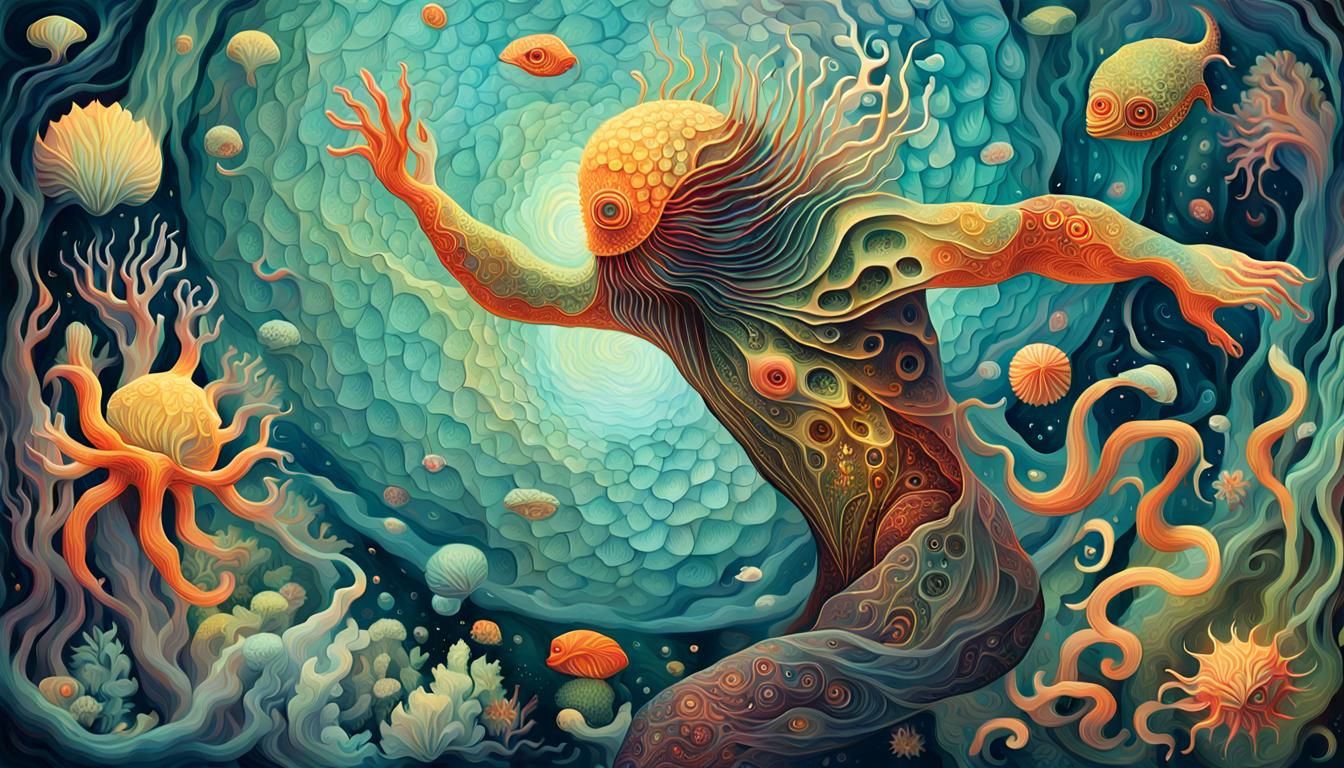 Surreal Digital Art: Male Figure in Transition