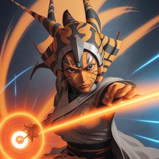 Ahsoka as Naruto with Rasenshuriken, Comic Book Art