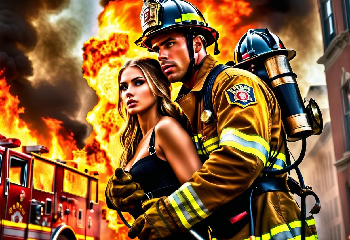 Fireman Rescues Damsel in Burning Building