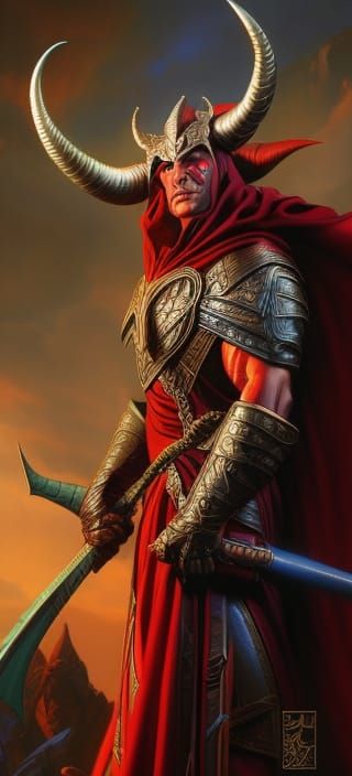 Red Tiefling Portrait in Dark Fantasy Style