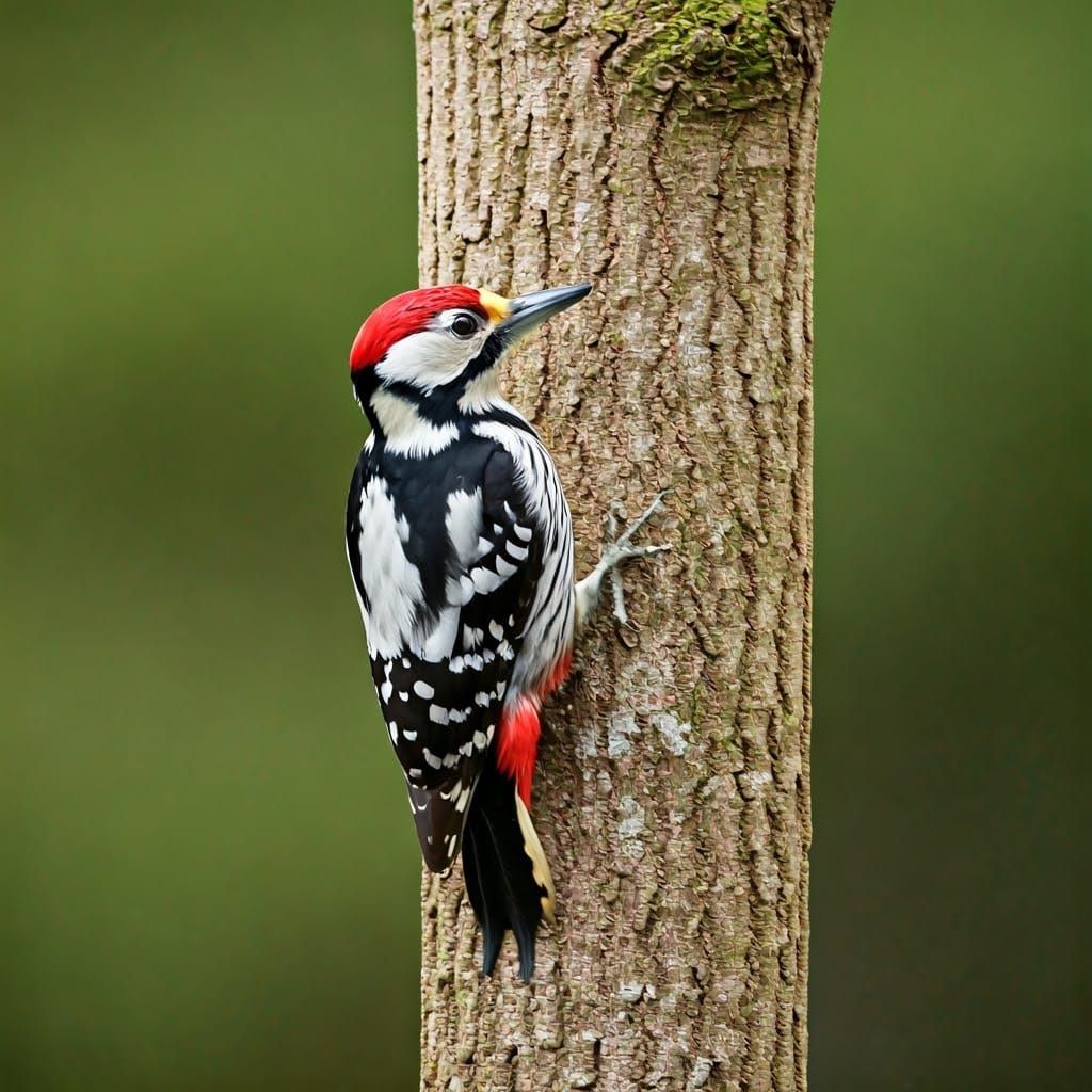 Woodpecker Feasts on Tree Perch Bird Feeder