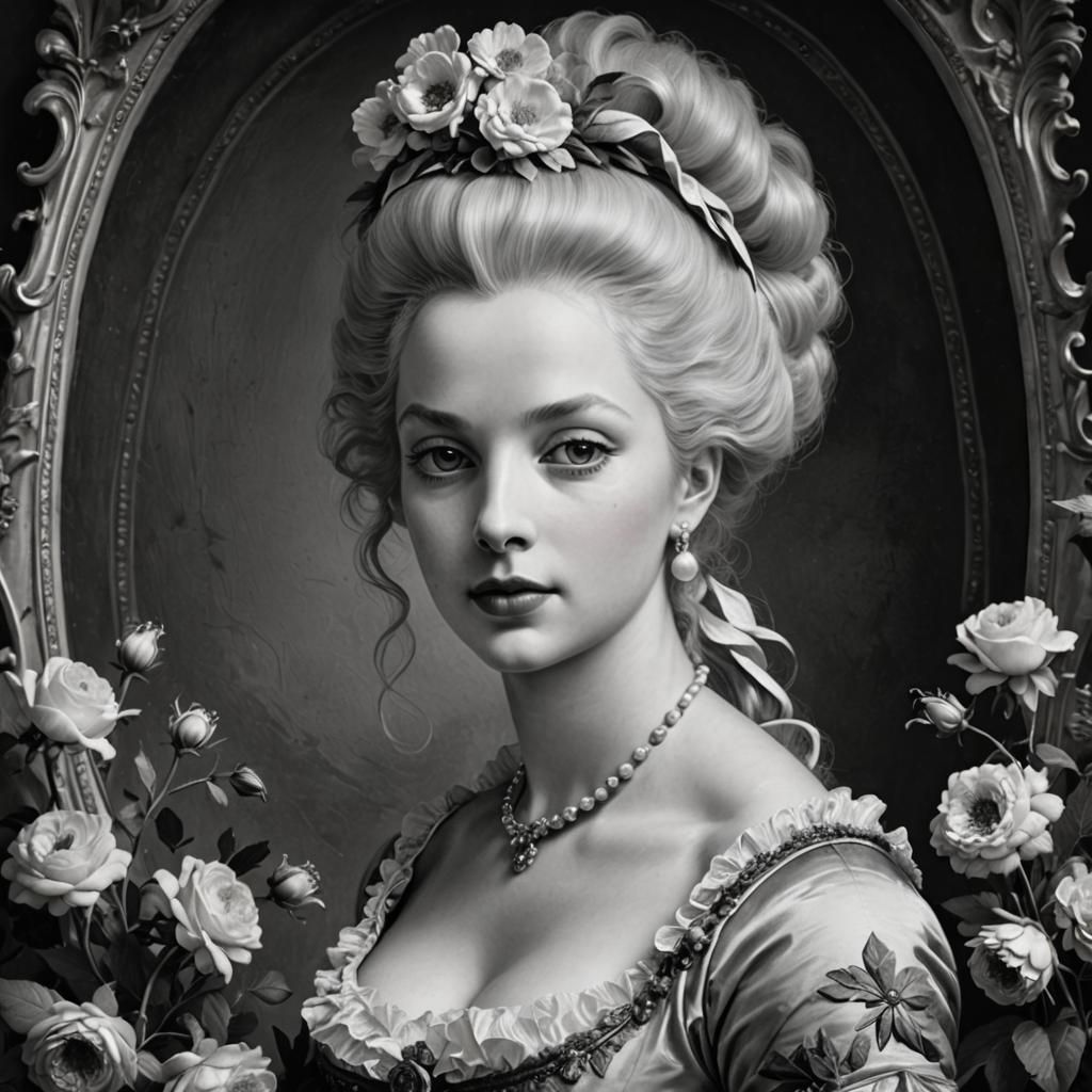 Marie Antoinette Portrait in Feminine Neoclassicism