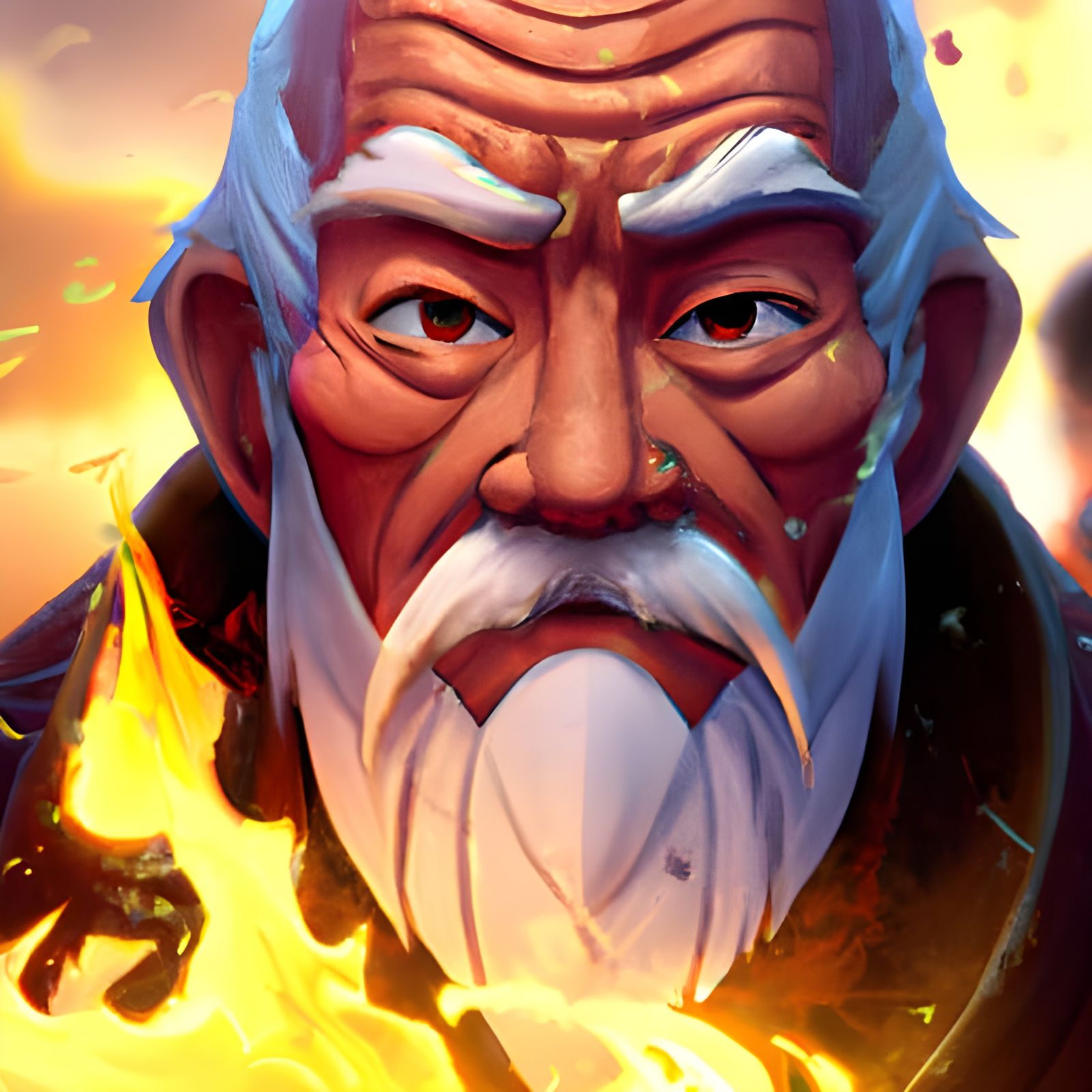 Uncle Iroh Firebending in Hyperdetailed Digital Art