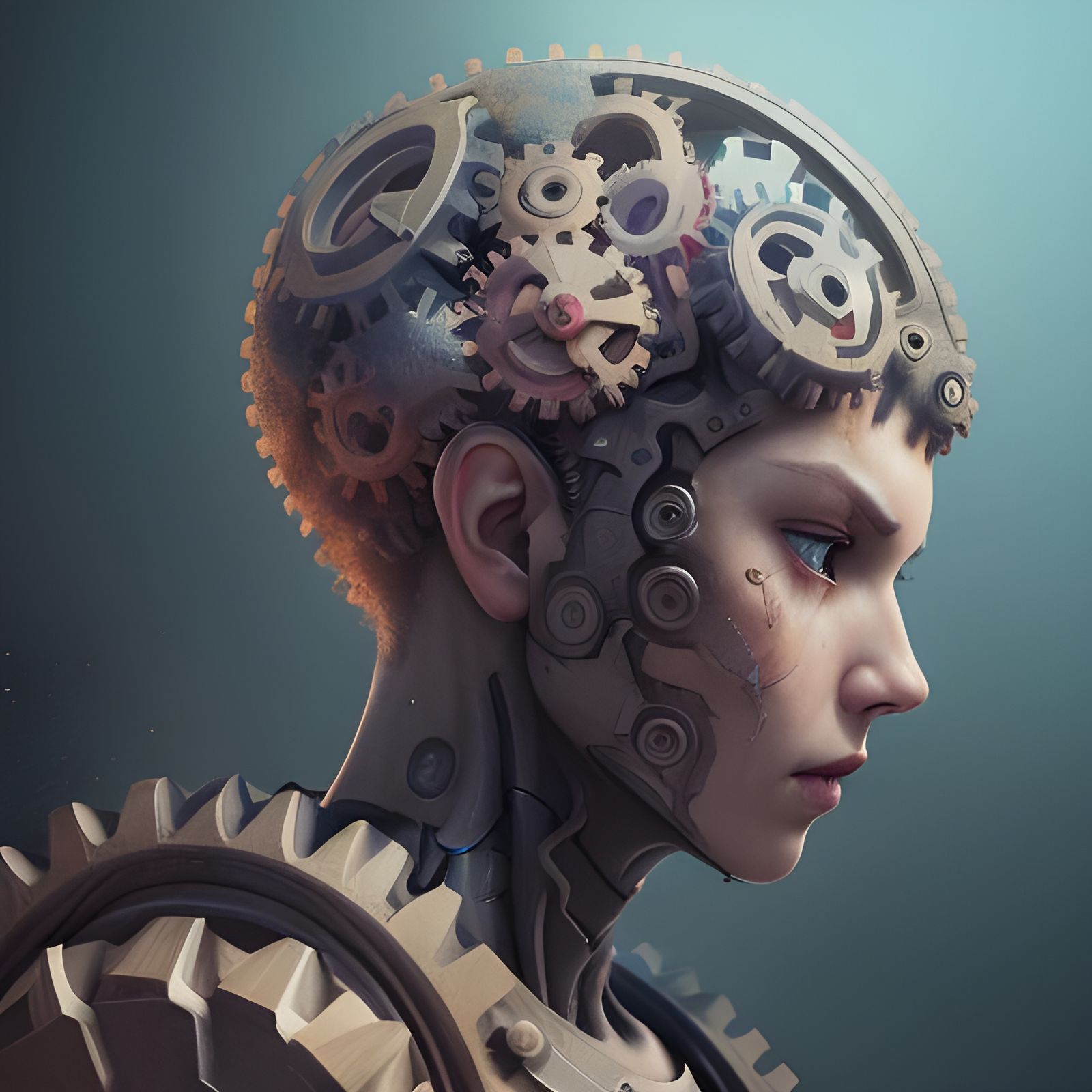 Hyperrealistic Brain Gears Concept Art