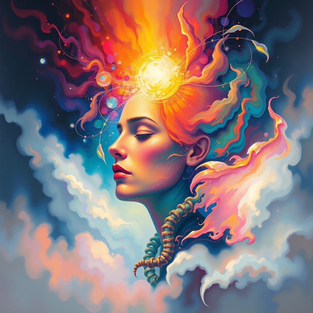 Soul Essence Merging in Surreal Abstract Expressionism