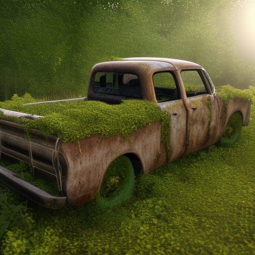 Macro Shot of Overgrown Truck in Unreal Engine