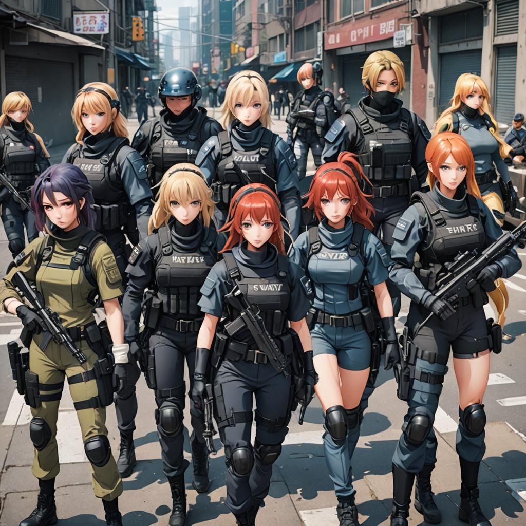A SWAT team made up entirely of beautiful anime-style women ...