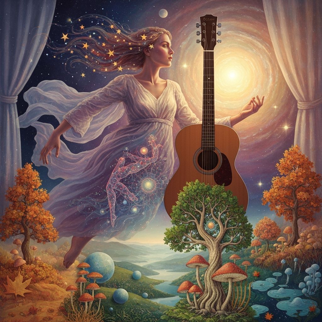 Cosmic Surrealist Painting of Woman in Nebula