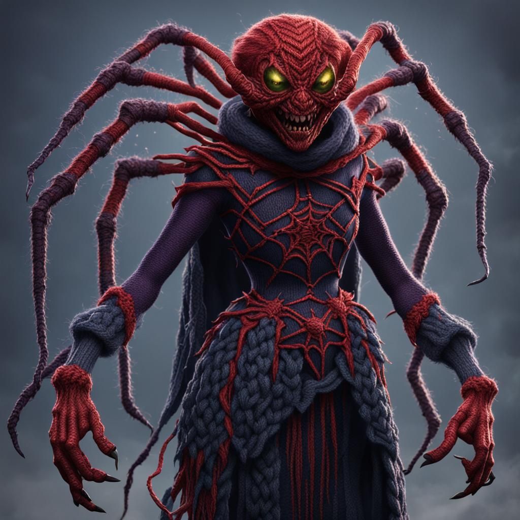 Detailed Spider Demon Knitting Clothes