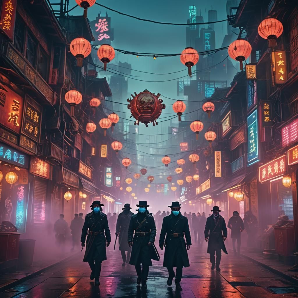 Steampunk Chinatown: Masks, Neon, and Futuristic Tech