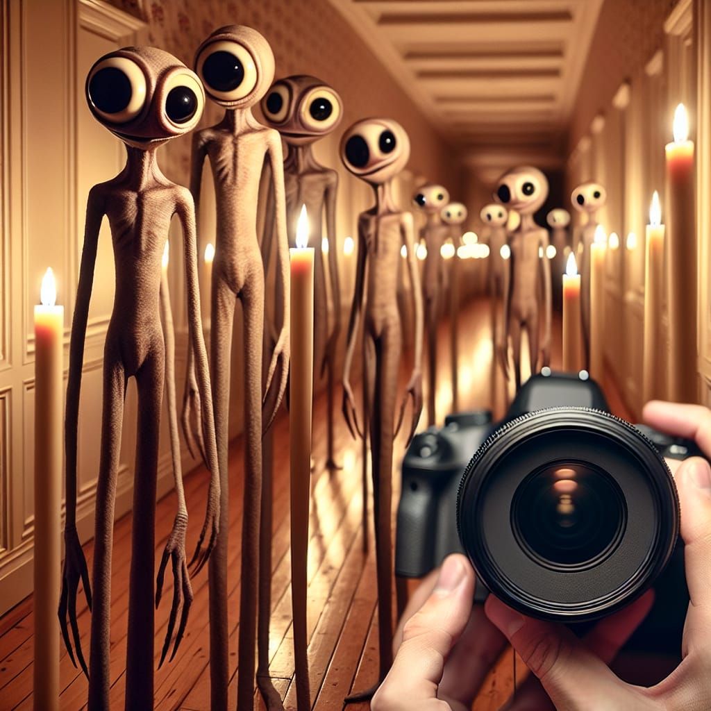 Slendermen in the Candlelit Hallway II