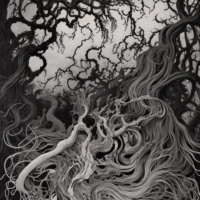 Monstrous Forest Creature in Gouache Illustration Style