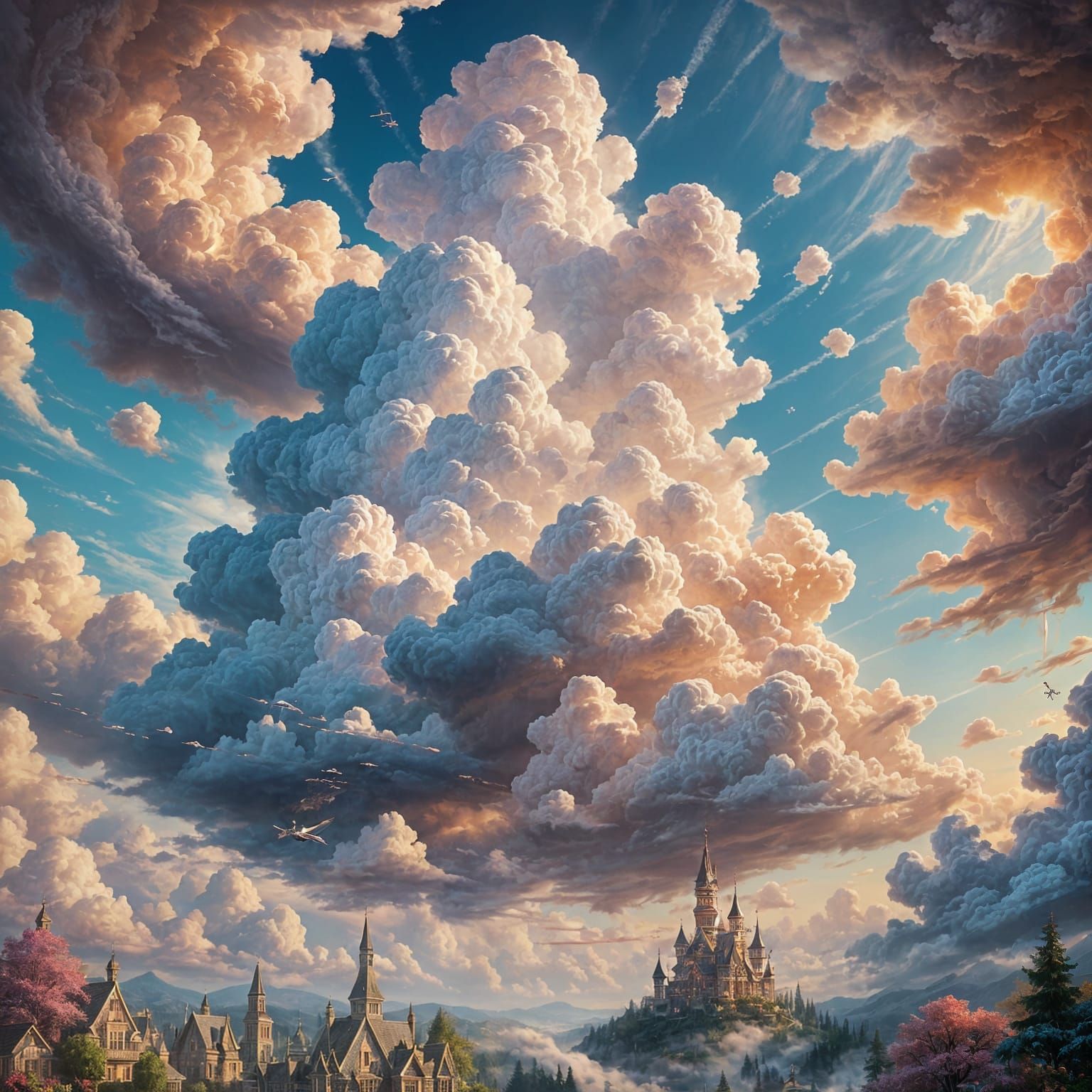 Cloud Sculpting Championship in Ethereal Fantasy Style