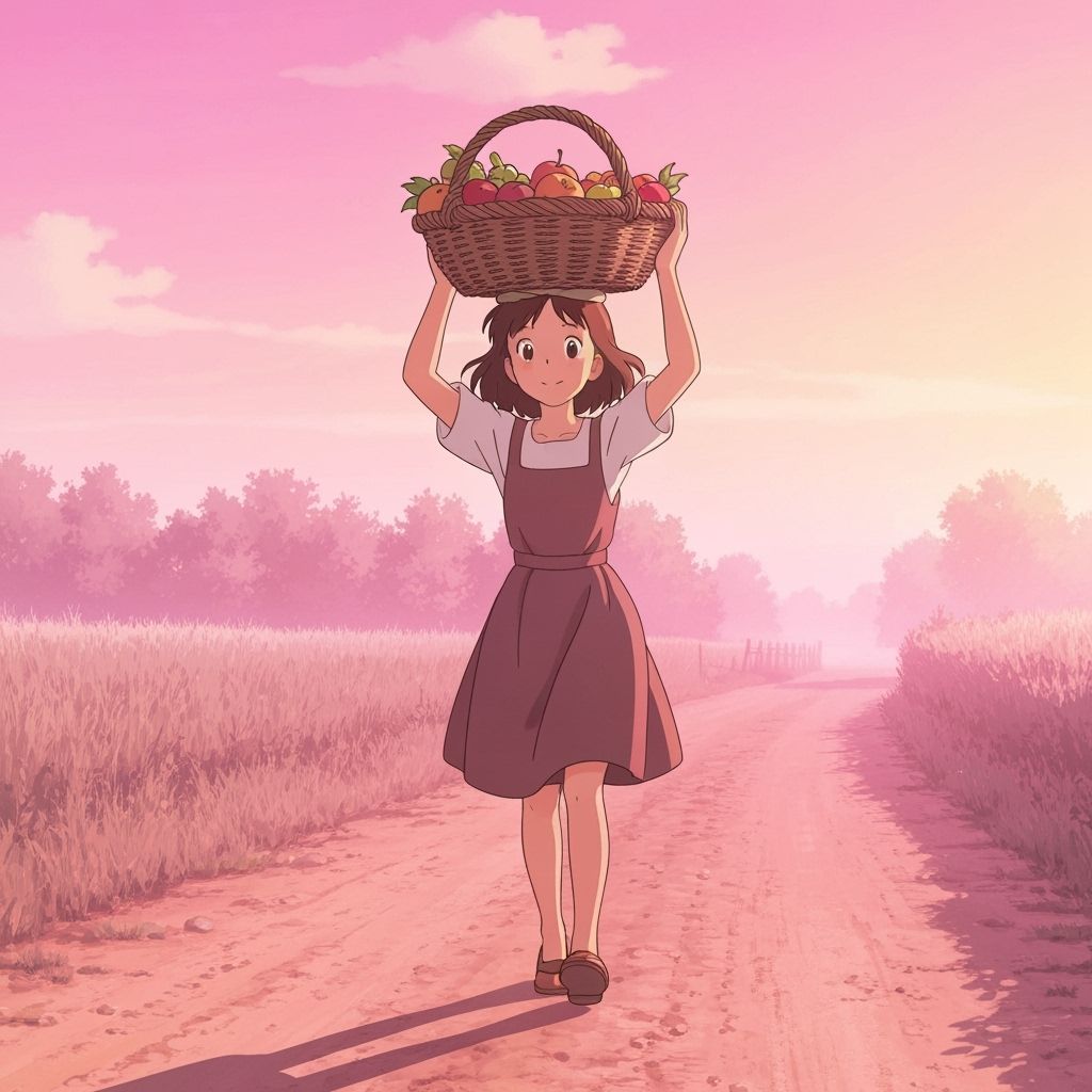 Italian Girl in Studio Ghibli Style at Dawn