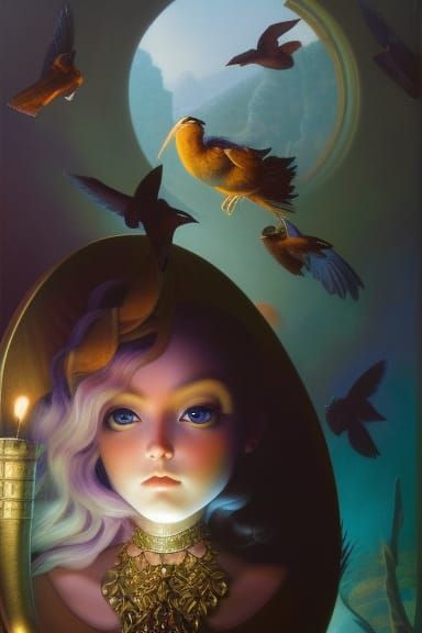 Fluffy Pig in Wheelbarrow Steampunk Portrait