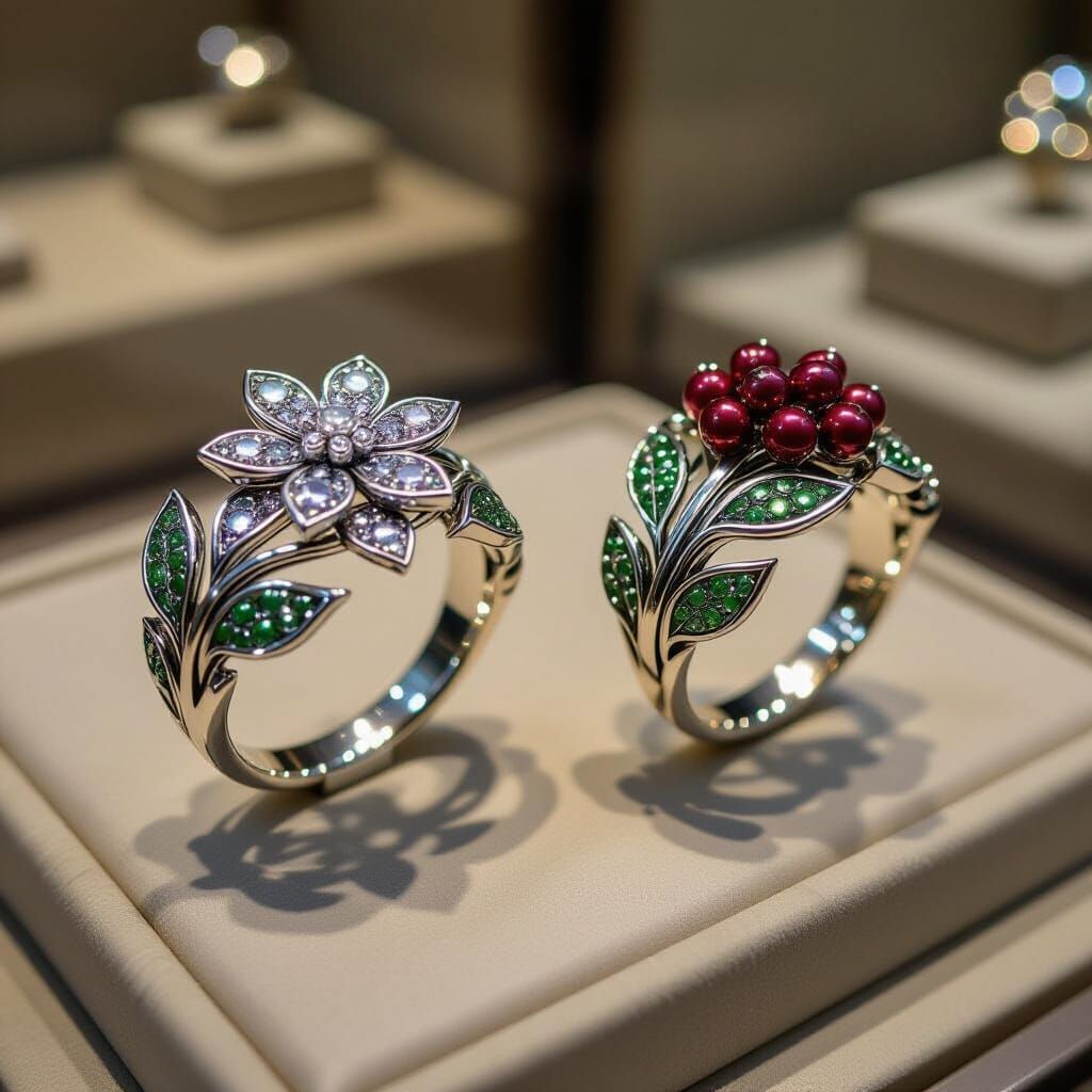 Mithril Elvish Rings in Display Case