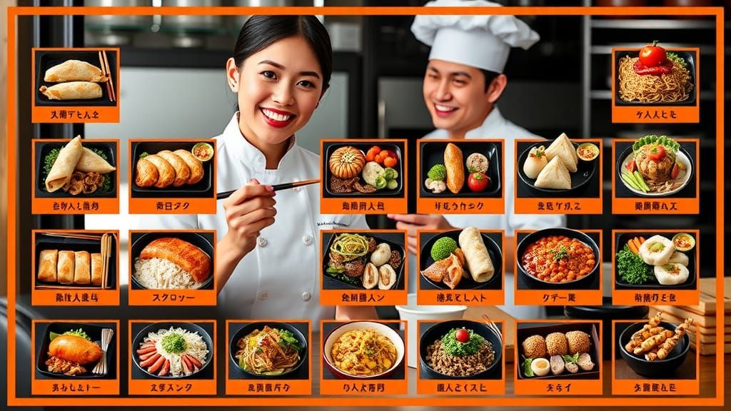 Prompt: Create a high-resolution visual menu showcasing 20 different Japanese bentō dishes, each beautifully arranged an...