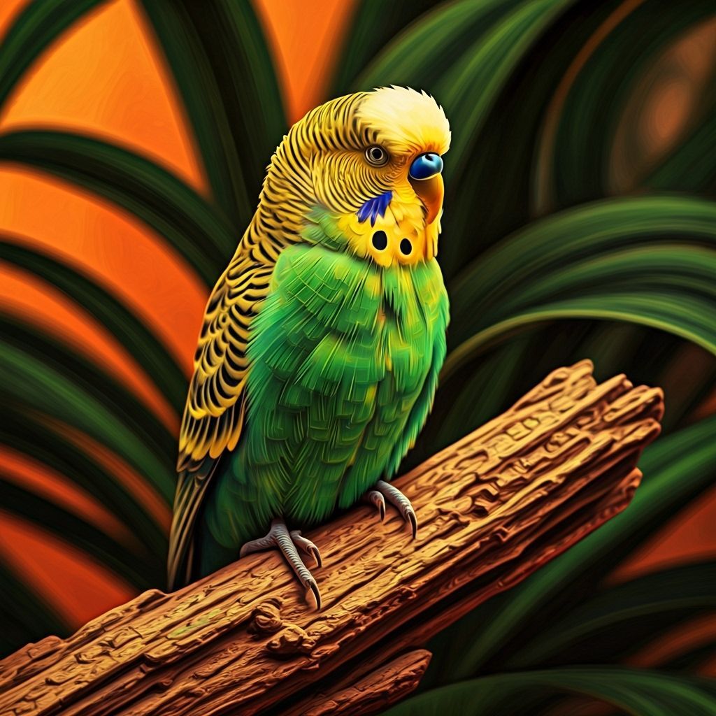 Vibrant Parakeet with Neon Plumage Digital Art