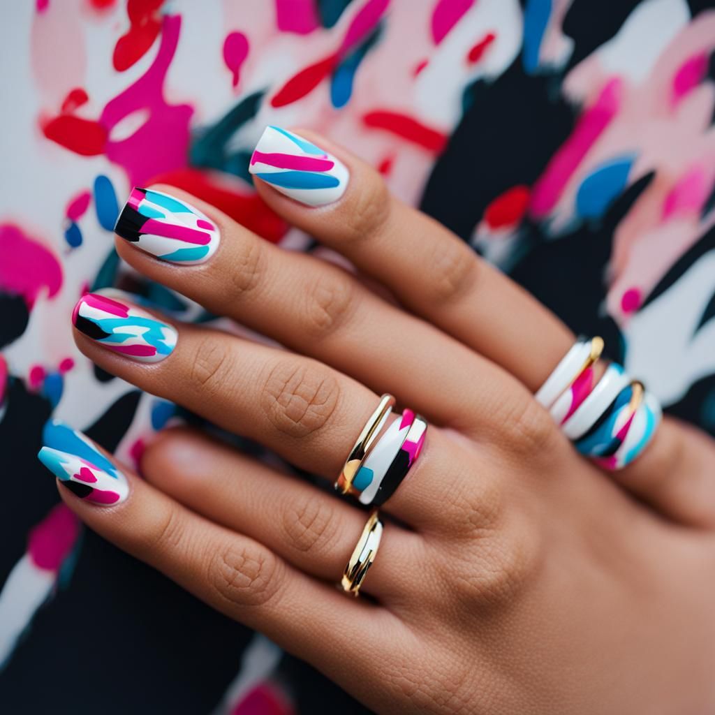 Paint Stroke Nail Art Design