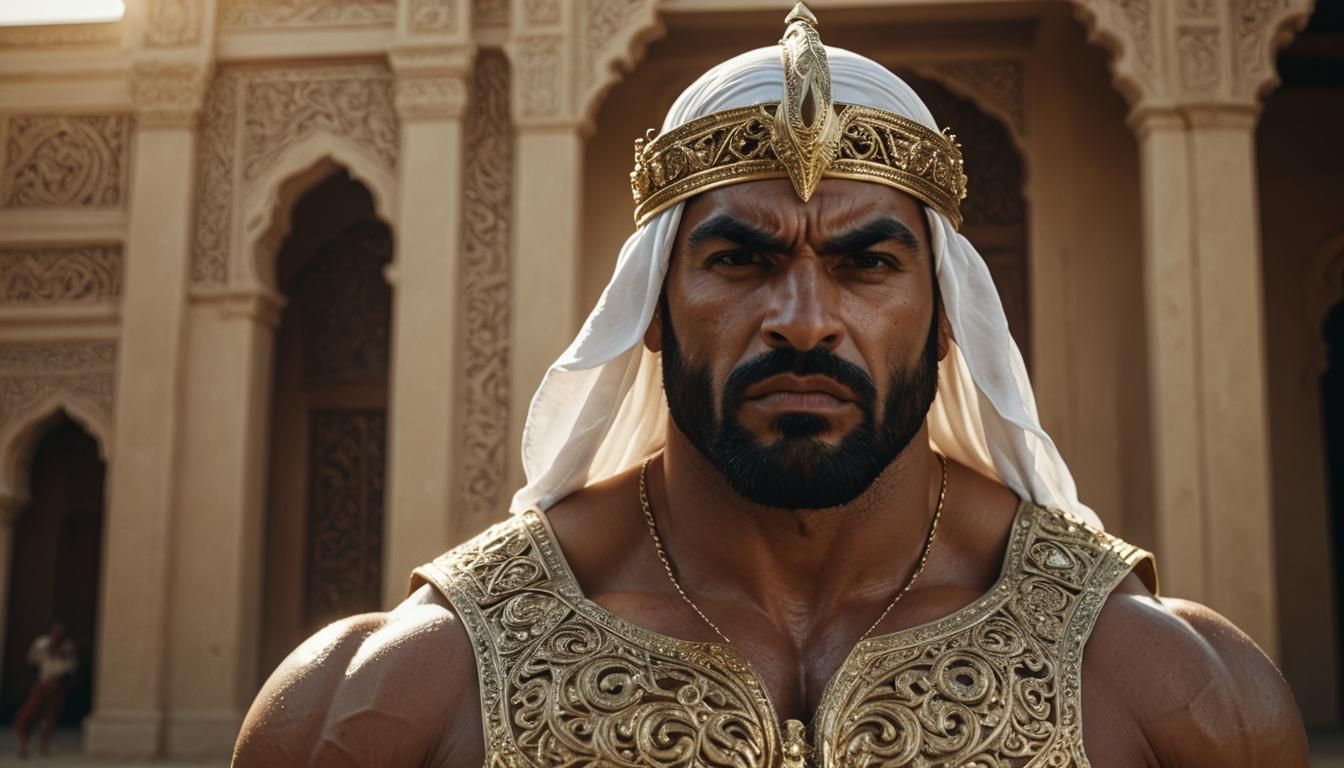 Cinematic Arab Bodybuilder in Ghutra Headdress