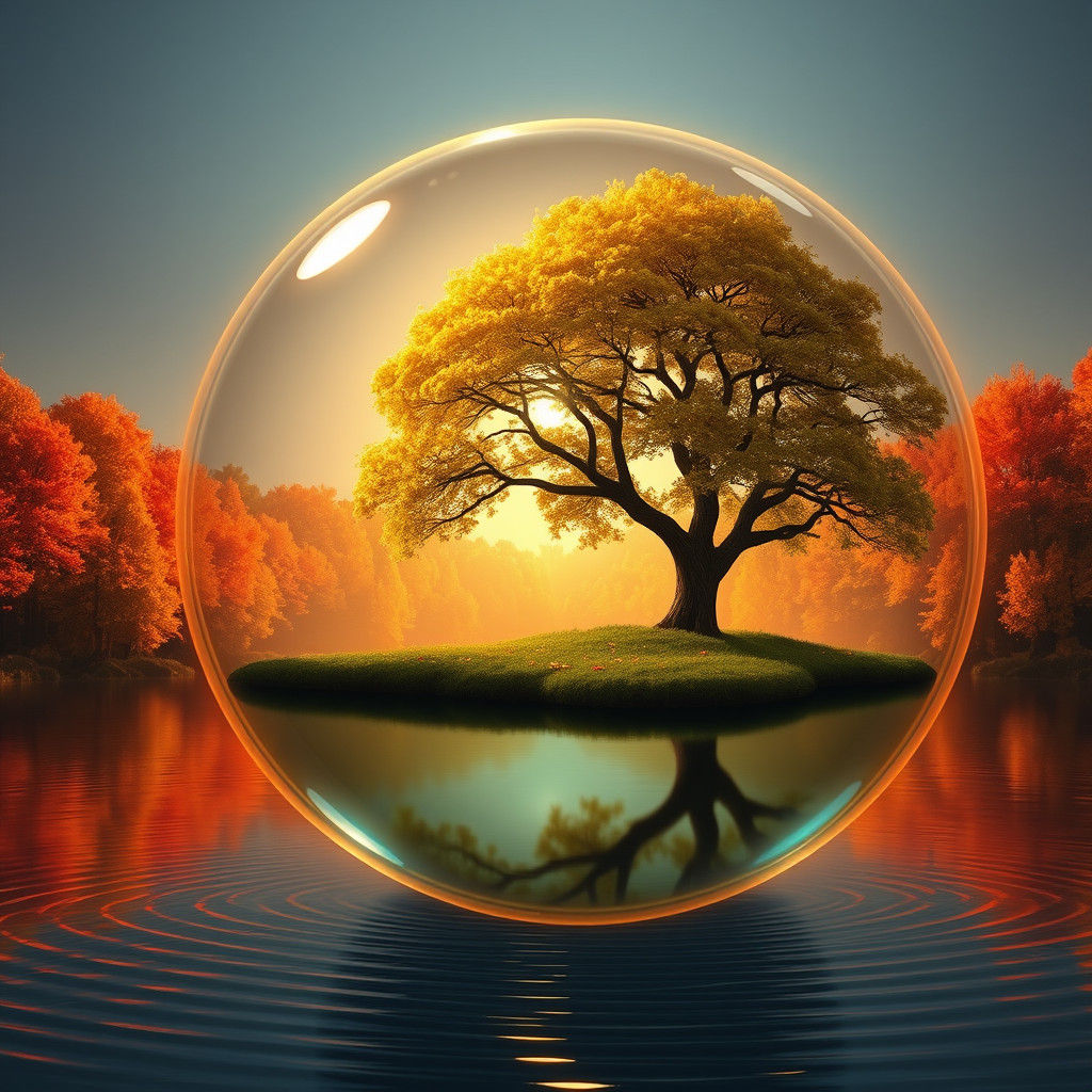 Autumn Tree Encased in Soap Bubble