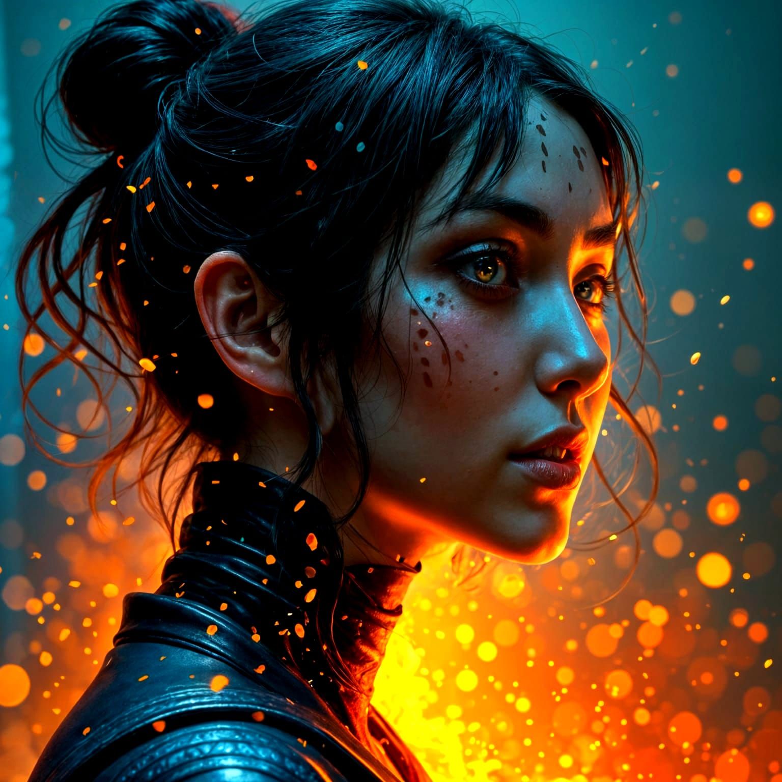 Dramatic Portrait in Vibrant Colors