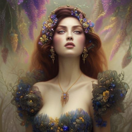 Ethereal Princess Portrait with Sapphire Diadem