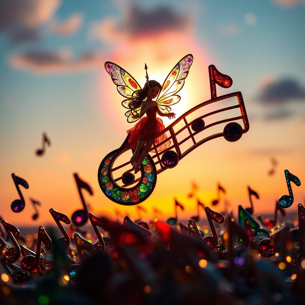 Enameled Glass Music Notes in Dreamlike Bio Art