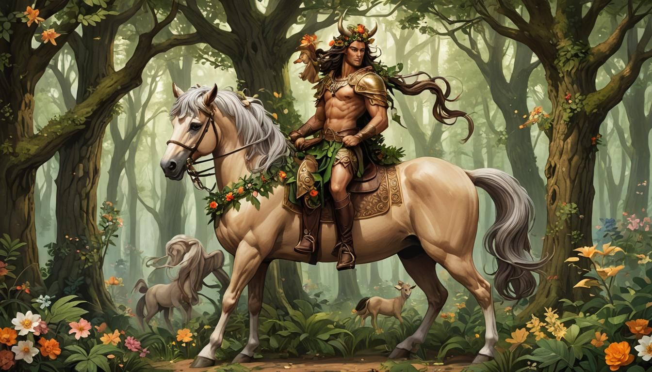 Wise Centaur Forest Guardian in Harmony with Nature