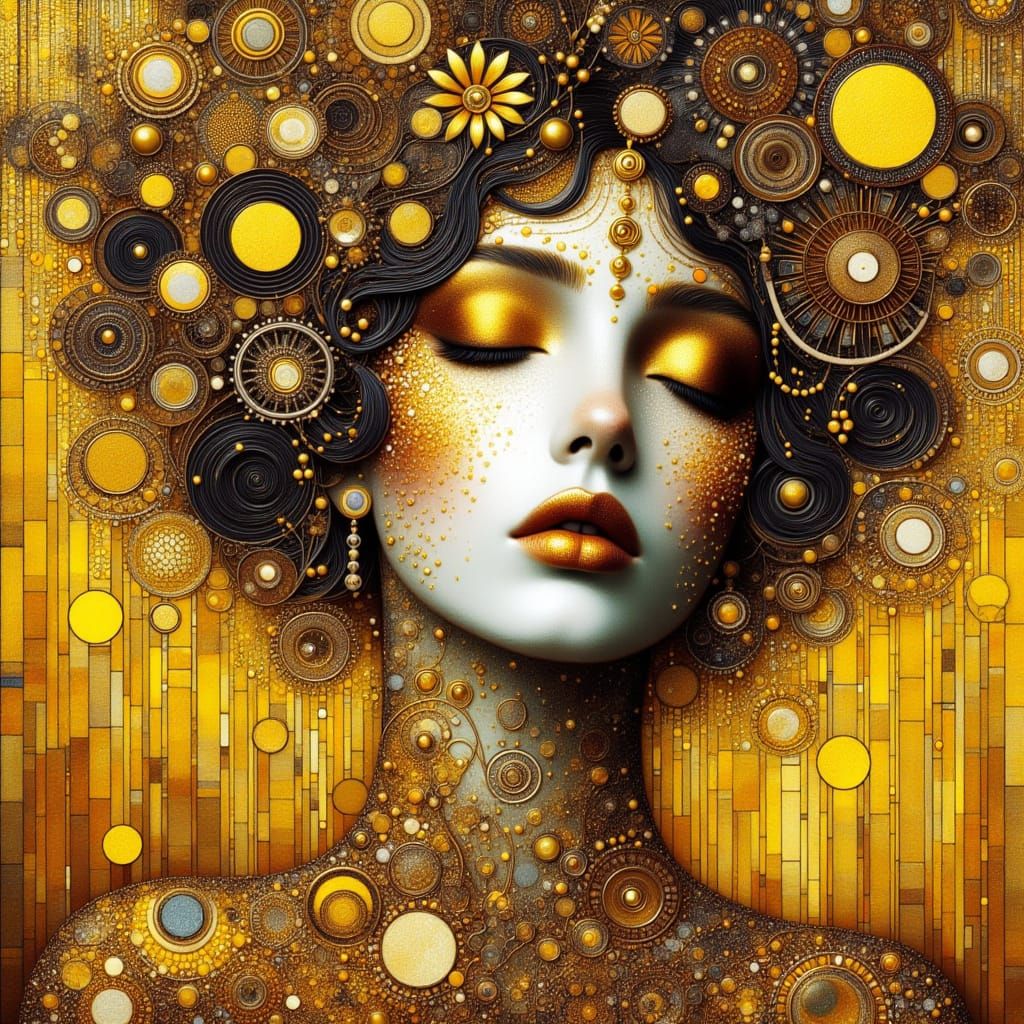 Ethereal Goddess of Nature in Opulent Gold and Black