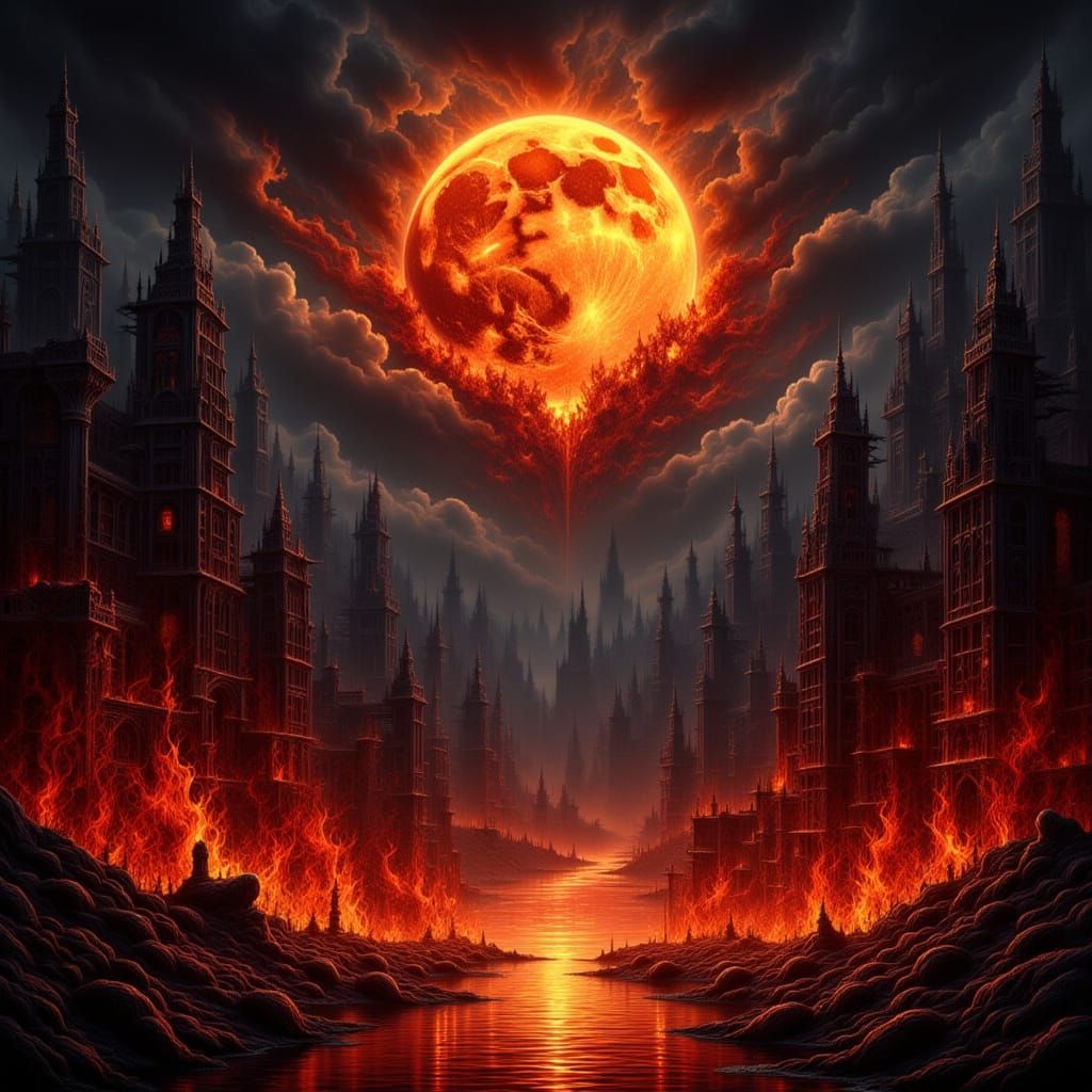 Eldritch Fire Dance on Shadows in Giger Style