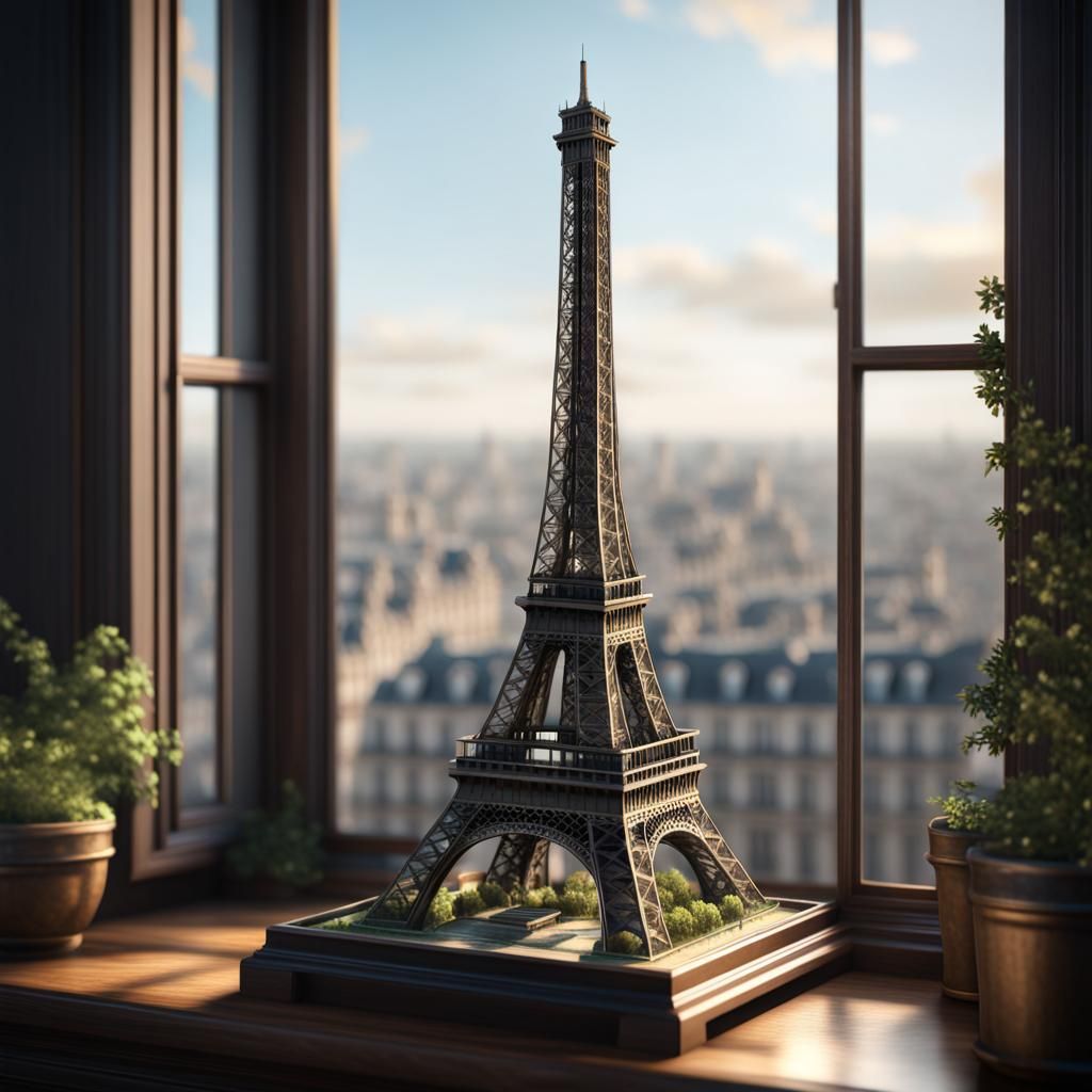 Miniature Eiffel Tower: 3D Game Cinematic Render