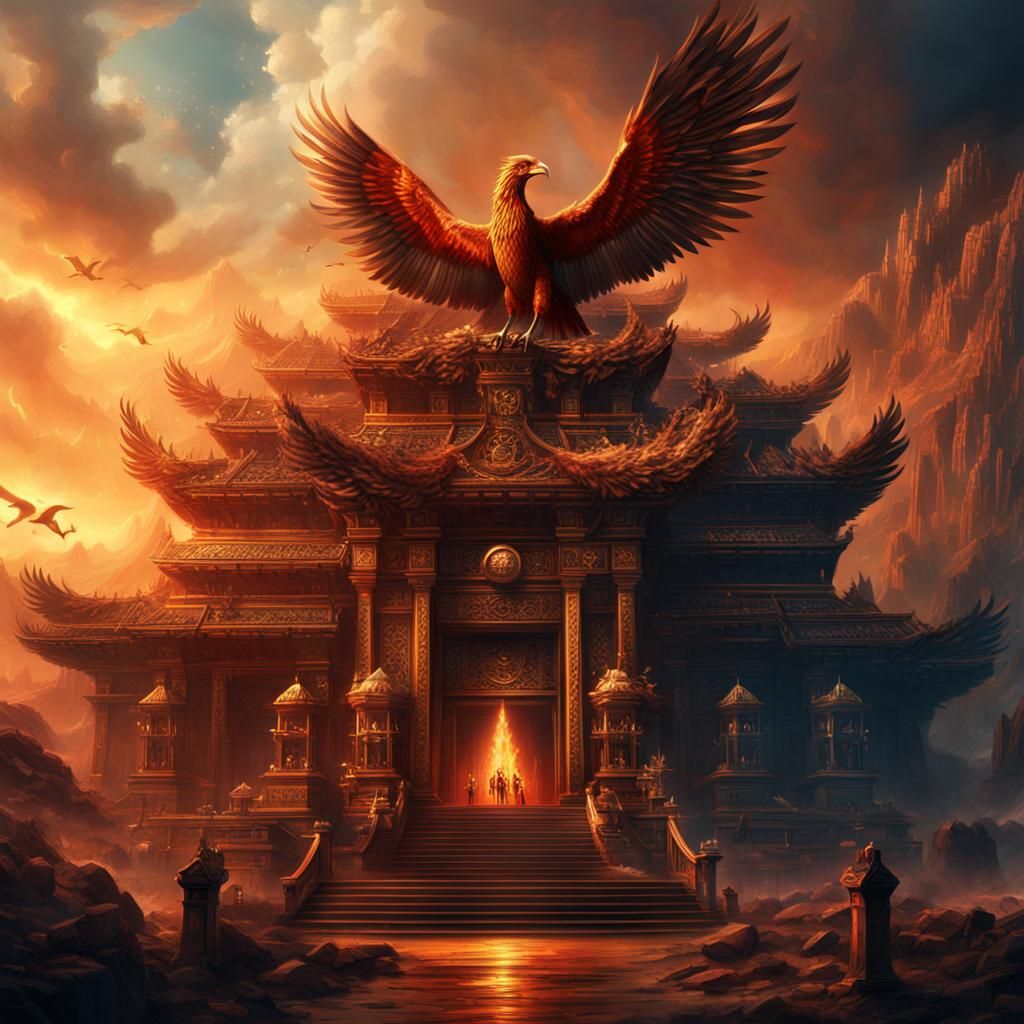 Epic Phoenix Shrine: Digital Matte Painting