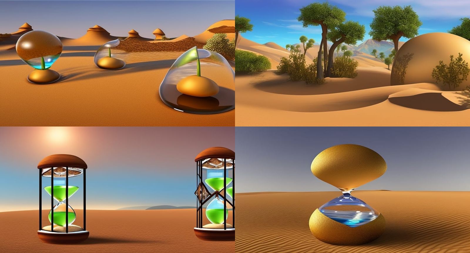 Hourglass in Desert Oasis: Fantasy Concept Art