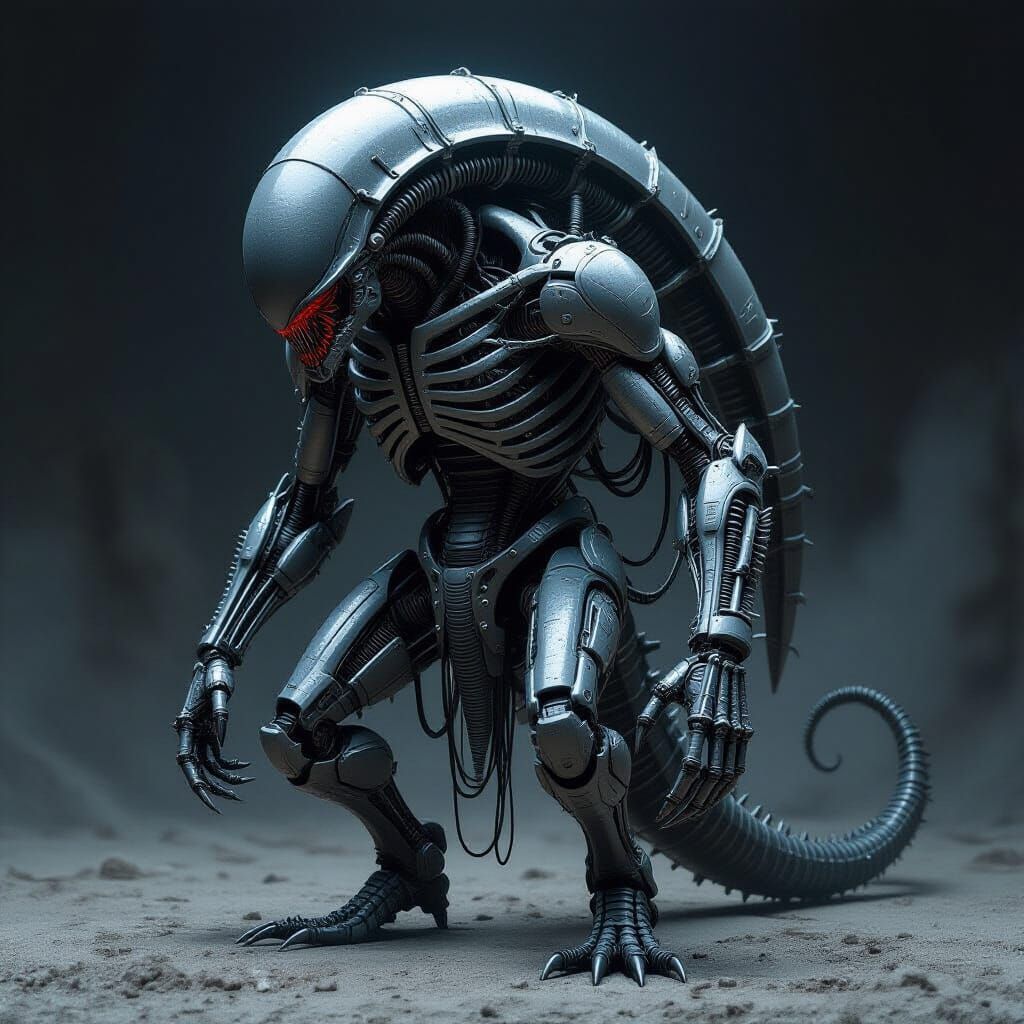 Grotesque Biomechanical Creature in Giger Style