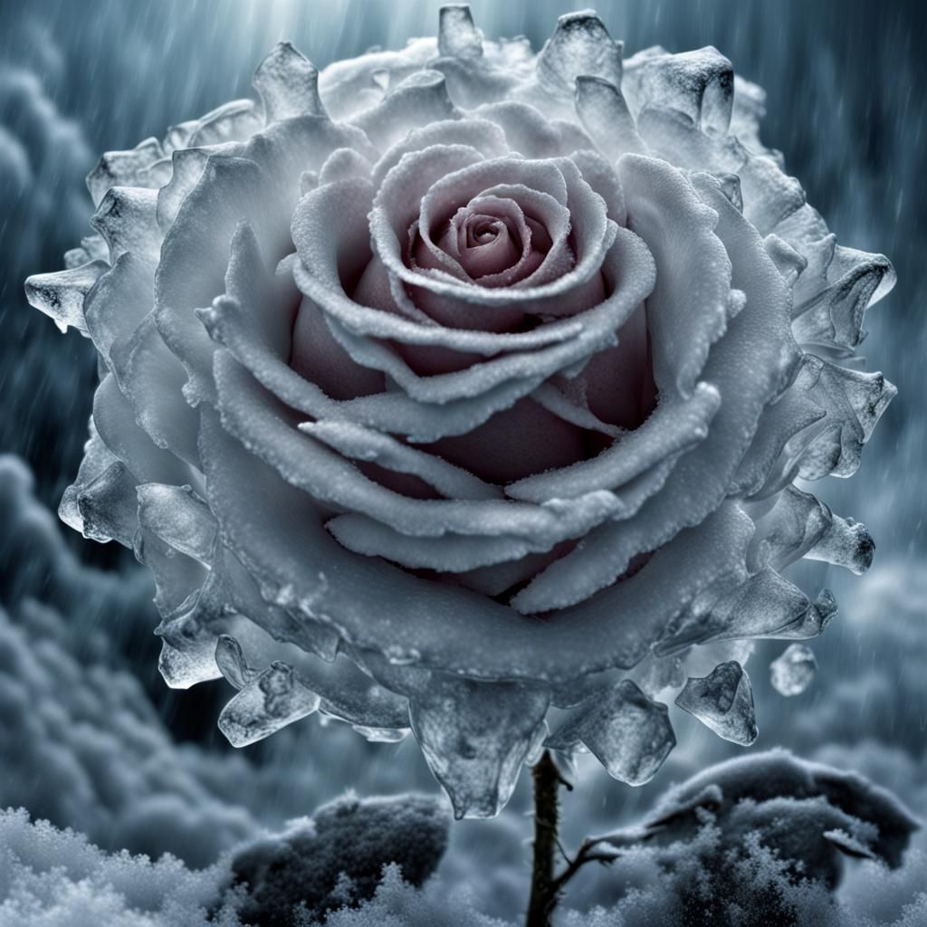 Evil Ice Rose in Tim Burton Film Style