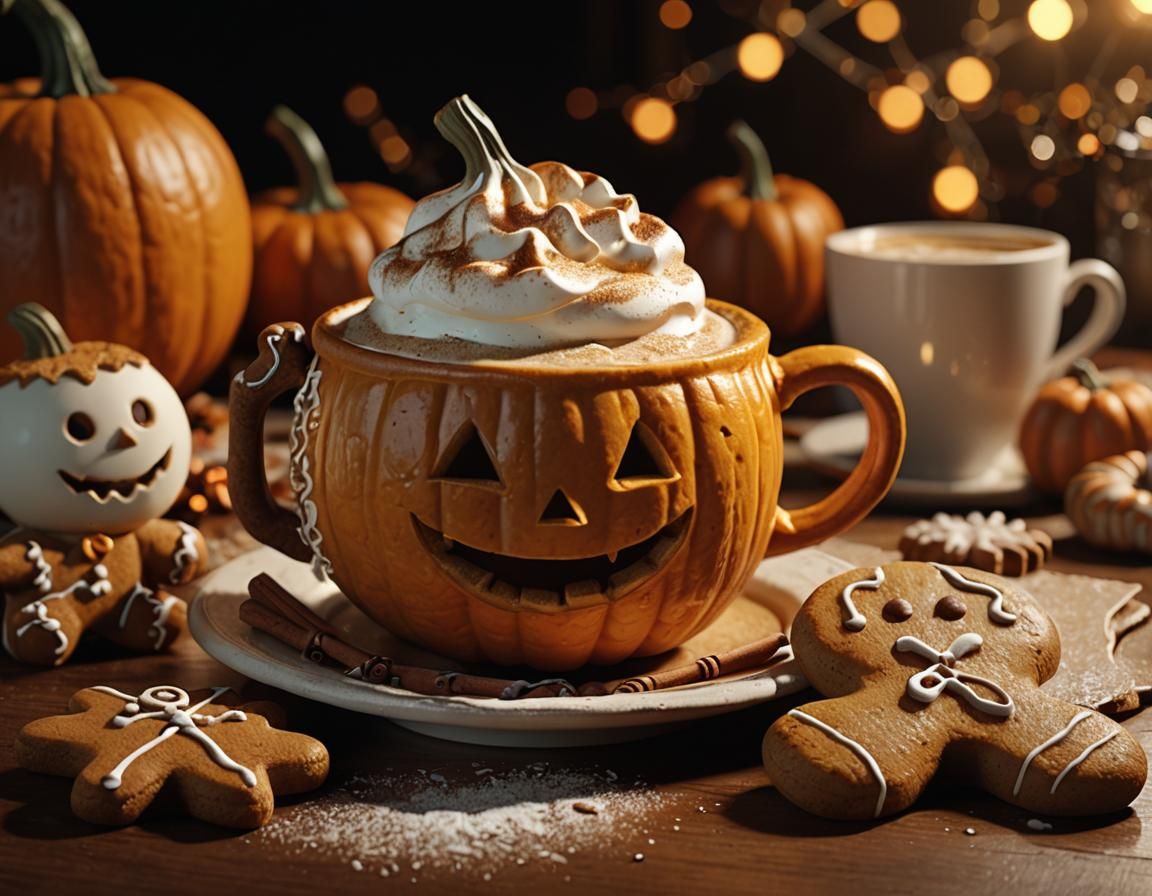Pumpkin Spice Latte Still Life in Hyperreal 3D