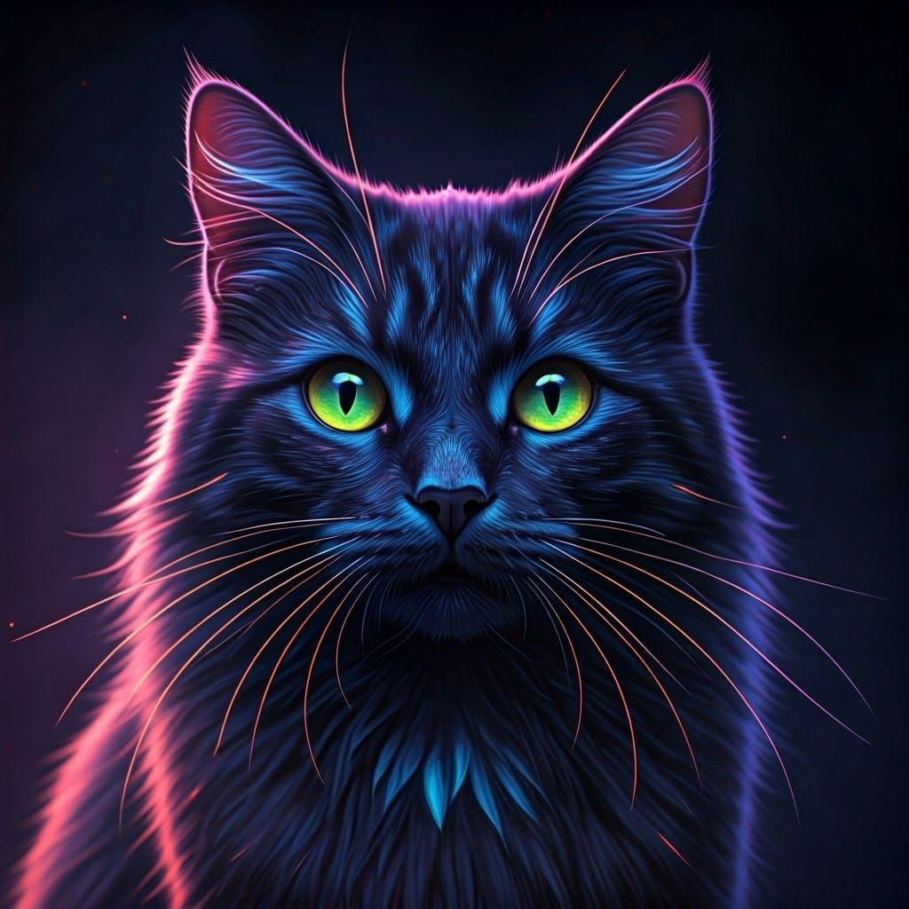 Glowing Black Cat Radiates Ethereal Light