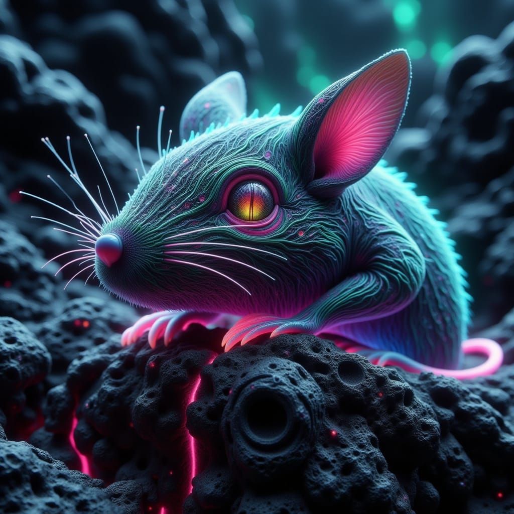 Biomechanical Chibi Mouse Blooms from Obsidian Island in Cyb...