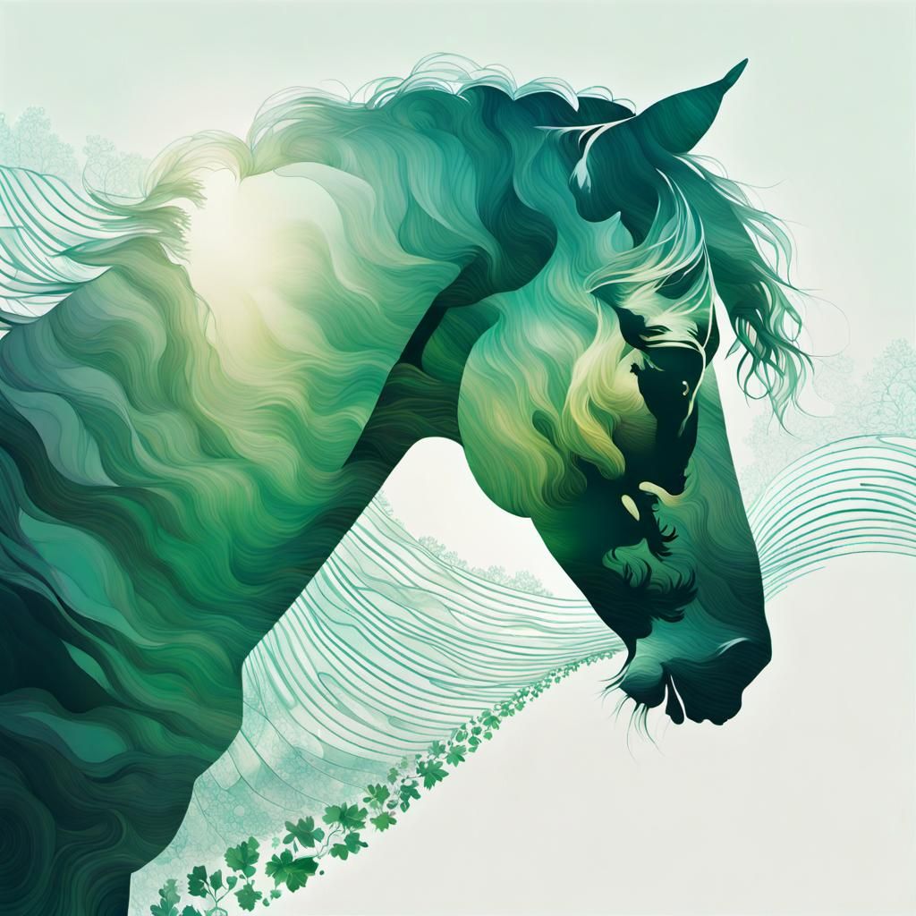 Dreamy Horse Silhouette with Sound Wave Illustration