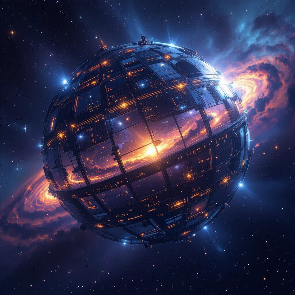 Colossal Dyson Sphere Encompassing Galaxy in Epic Sci-Fi Art