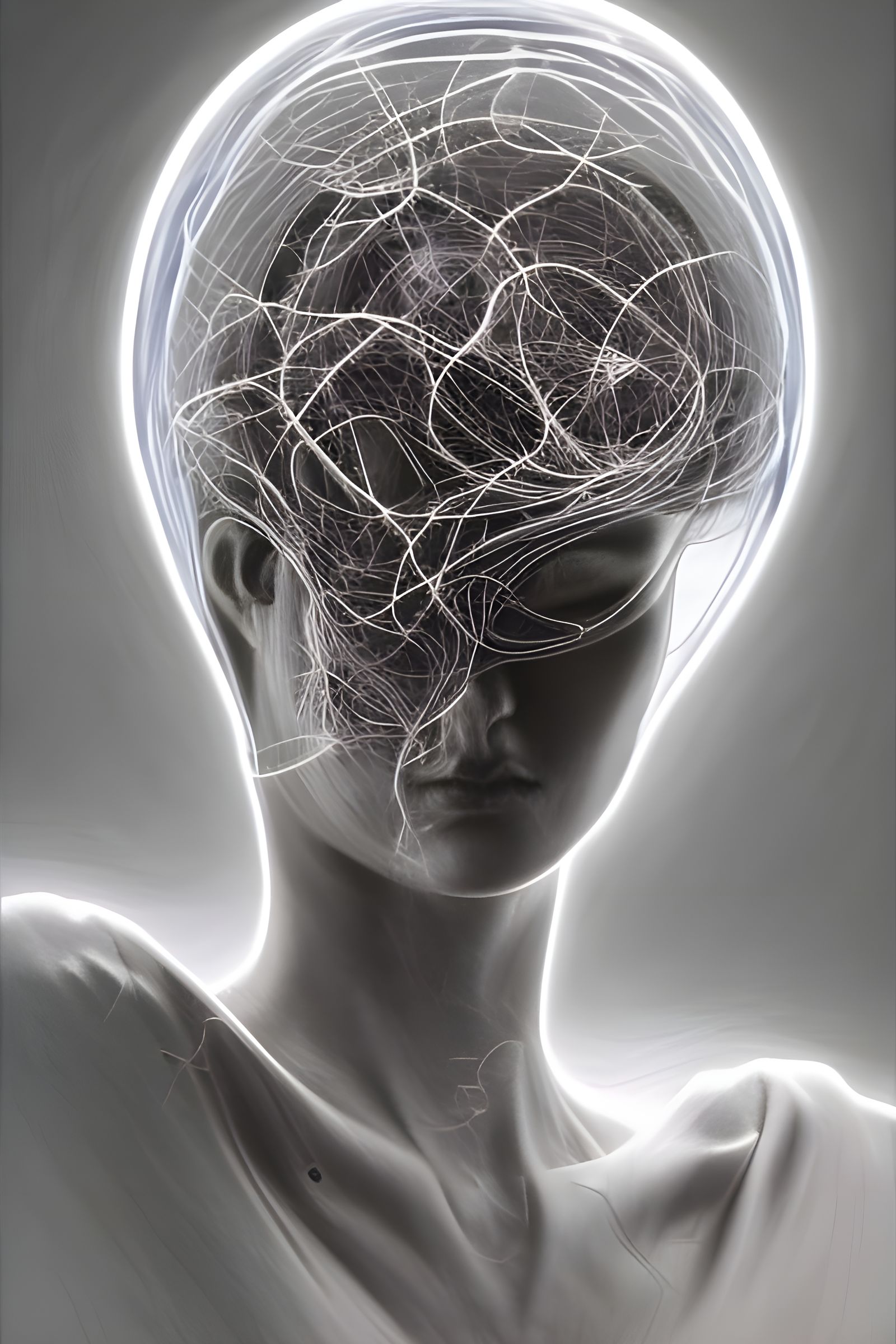 Cosmic Angel Portrait in Pencil Sketch Style