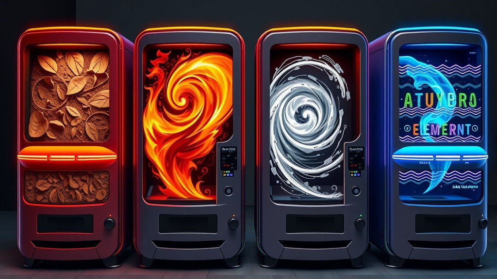 Elemental Vending Machines in Cyberpunk Style