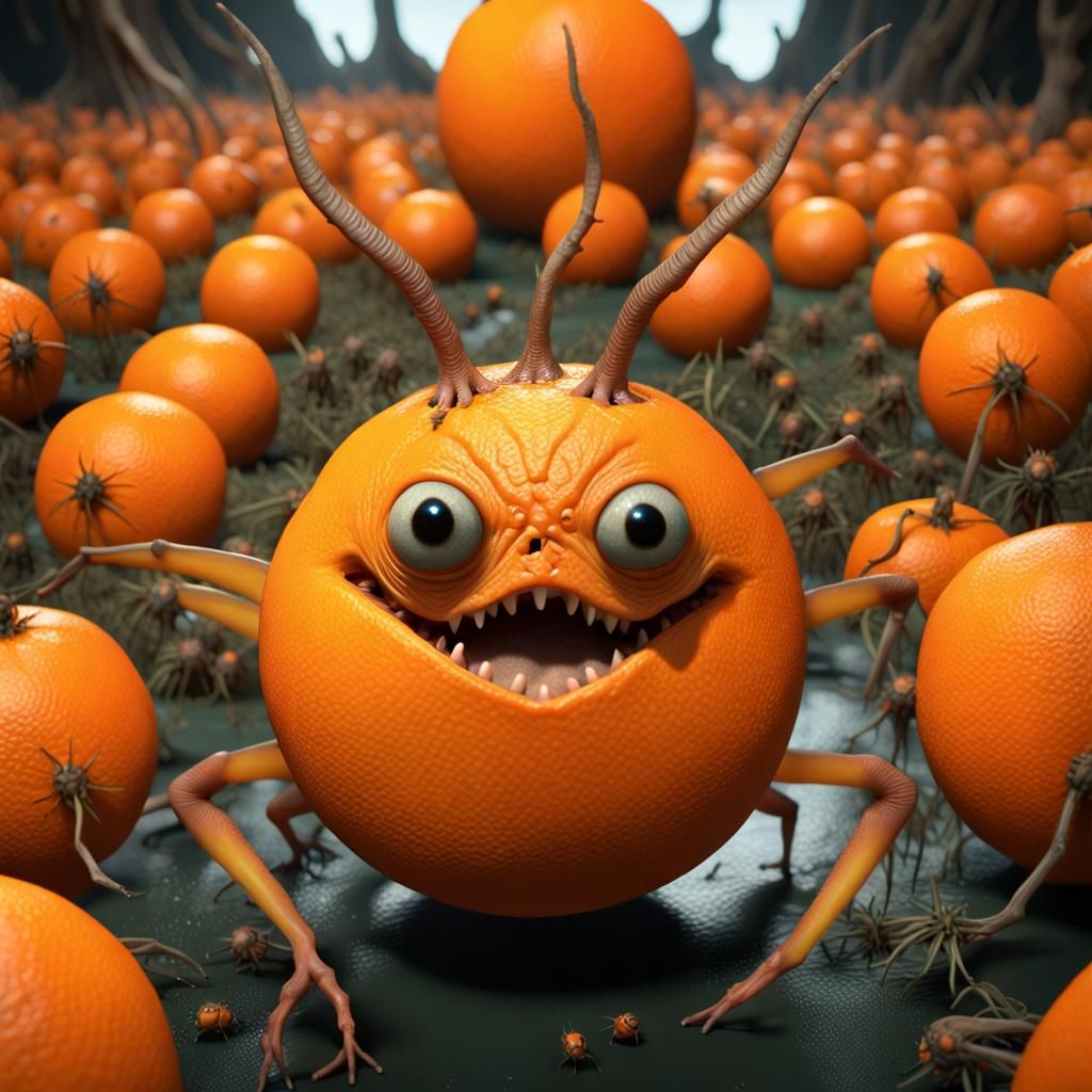 Enormous Inhabited Orange Rendered with Octane