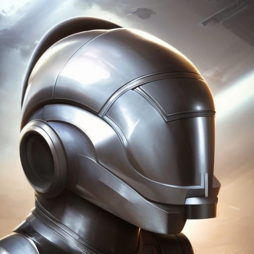 Alien with Futuristic Helmet, Detailed Digital Art