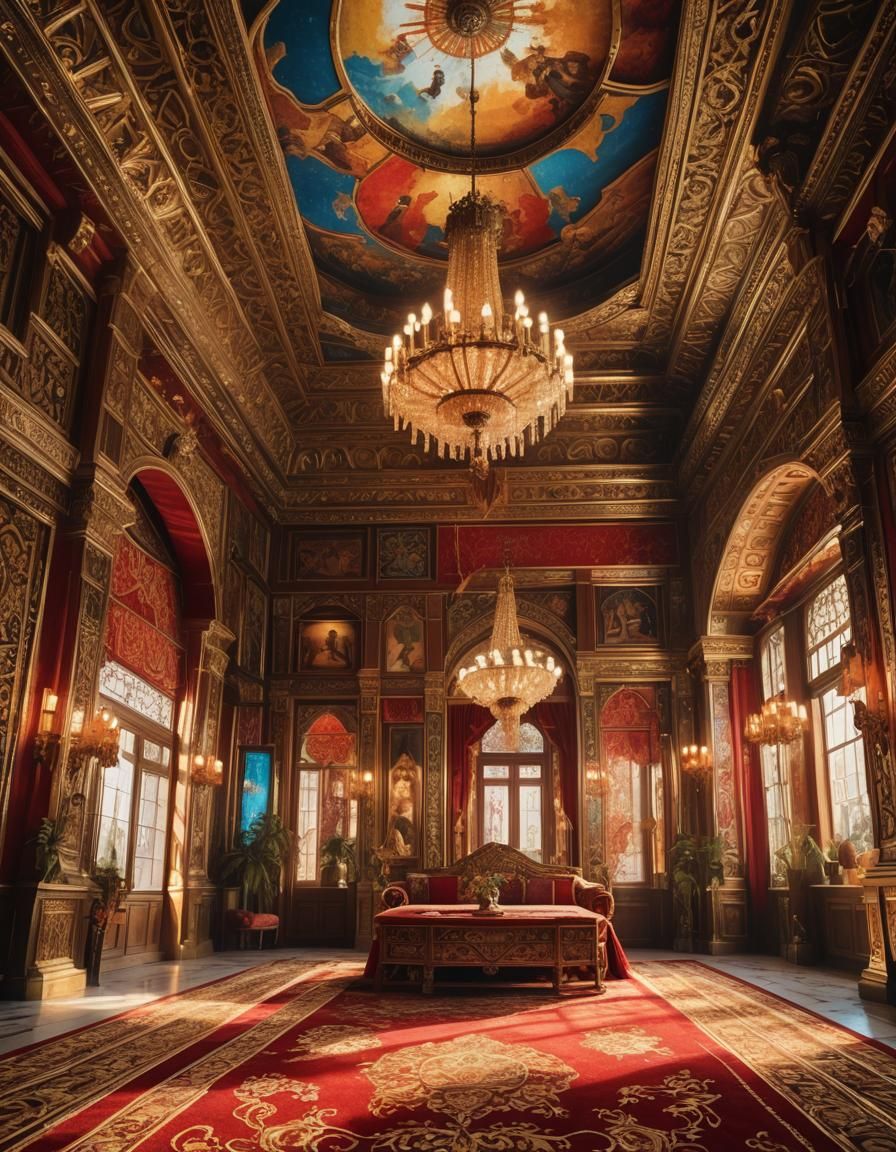 Opulent Orientalism: Red Carpet in Palace Lobby