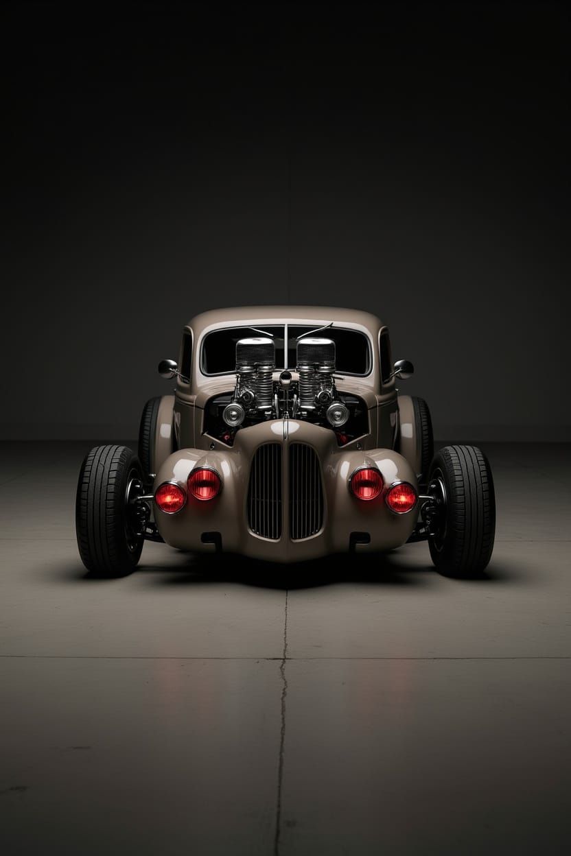 Sleek Vintage Hot Rod in Hyperrealistic Photo