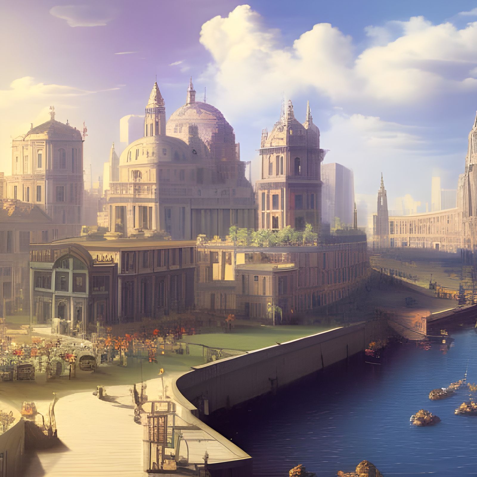 Hyperrealistic Cityscape on a Sunny Day